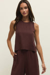 Sloane Linen Tank - Chocolate Cherry