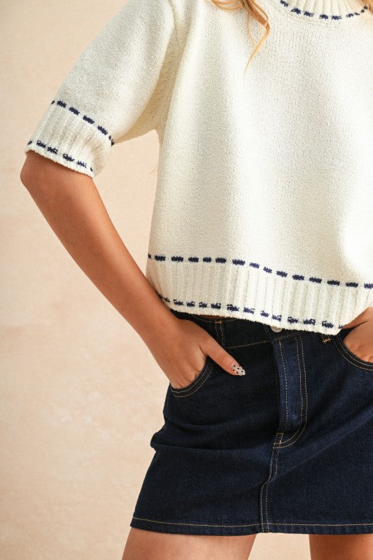 Rosalyn Top - White/Navy