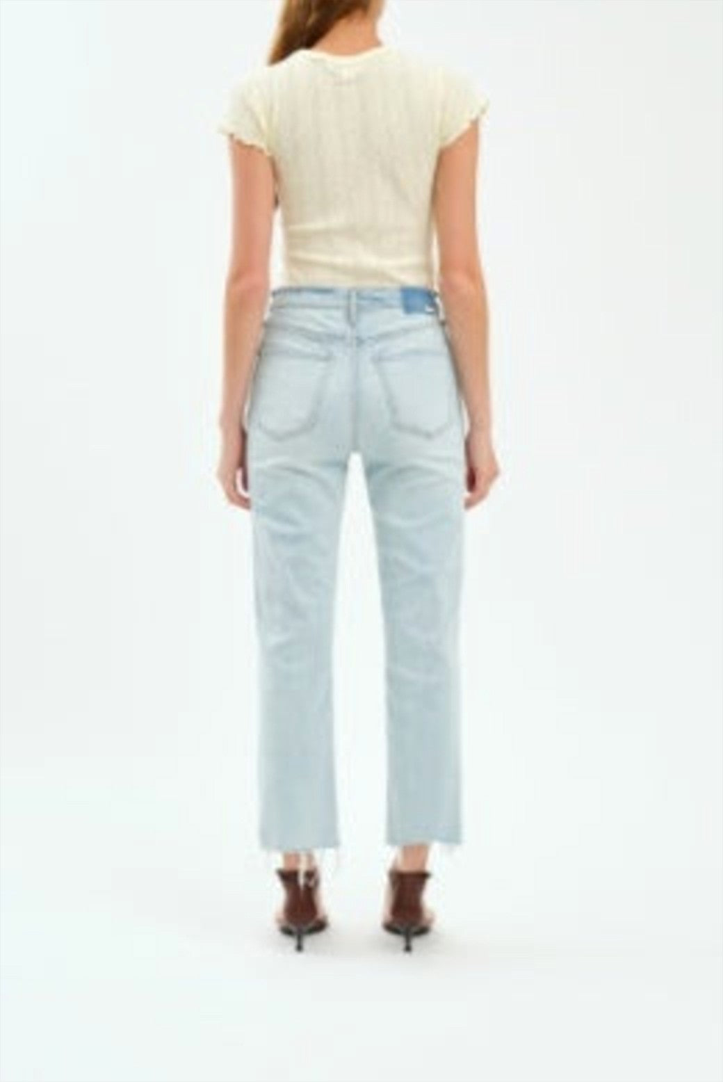 High rise straight leg denim back view - Daze Straight Up Swoon Vintage