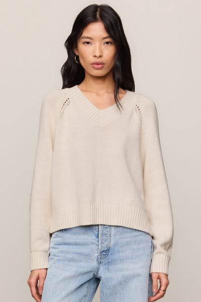 Z Supply Stratton cotton V-neck sweater in Sandstone