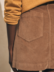 Stretch Cord Mini Skirt - Cord Brown