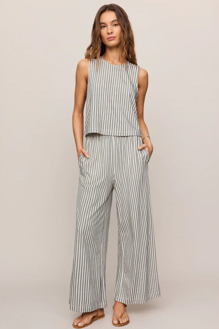 Striped knit tank and wide leg pant matching set in grey - Z Supply