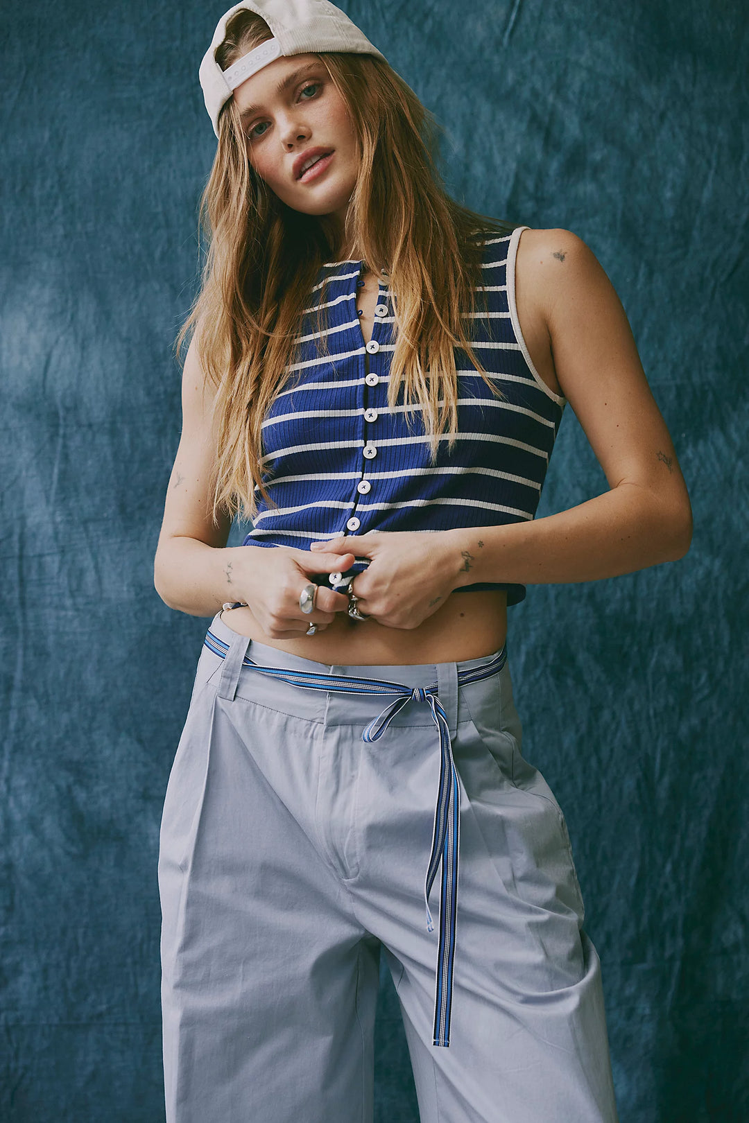 Tilly Striped Tank - Navy