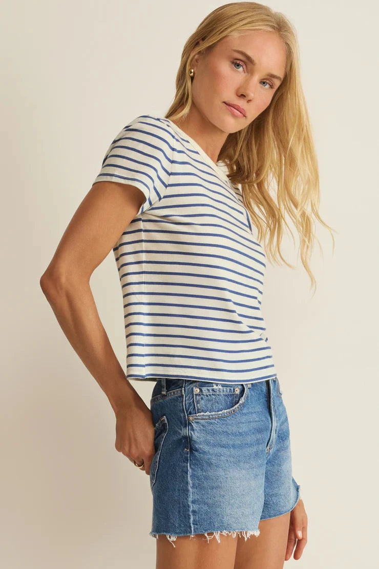 Junie Striped Tee - True Navy