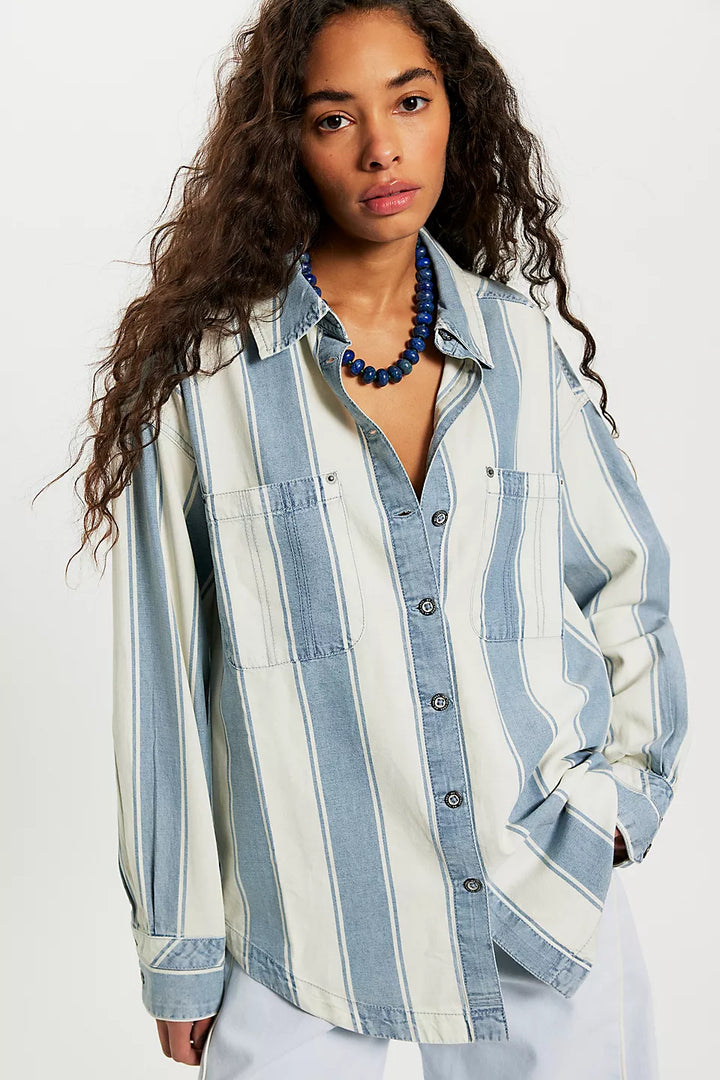 Crossroads Striped Button  Down - Indigo Combo