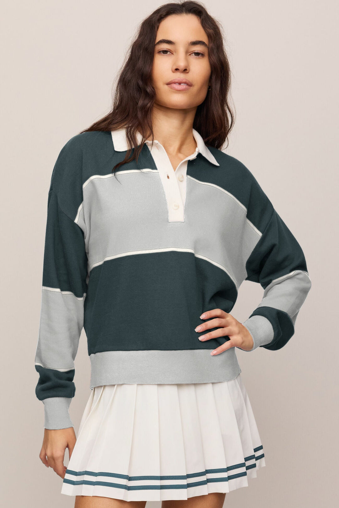 Study Break Polo Sweatshirt - Heather Grey