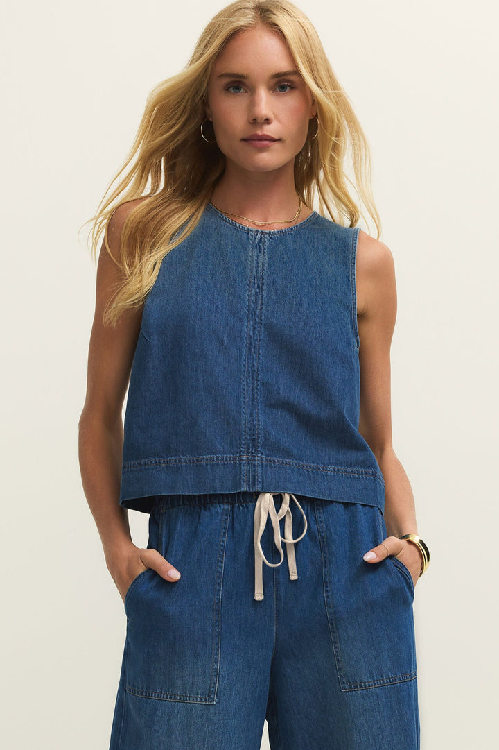 Sun Seeker Denim Tank - Deep Water