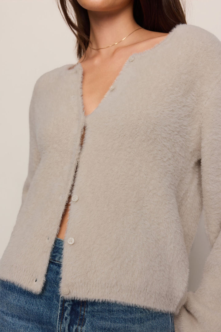 Winterglow Fluffy Cardigan - Frosted Pearl
