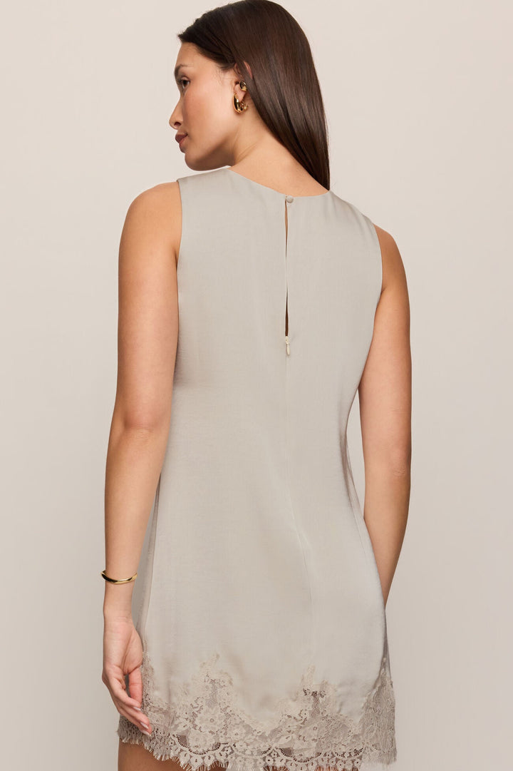 Meadow Muse Lace Mini Dress - Frosted Pearl