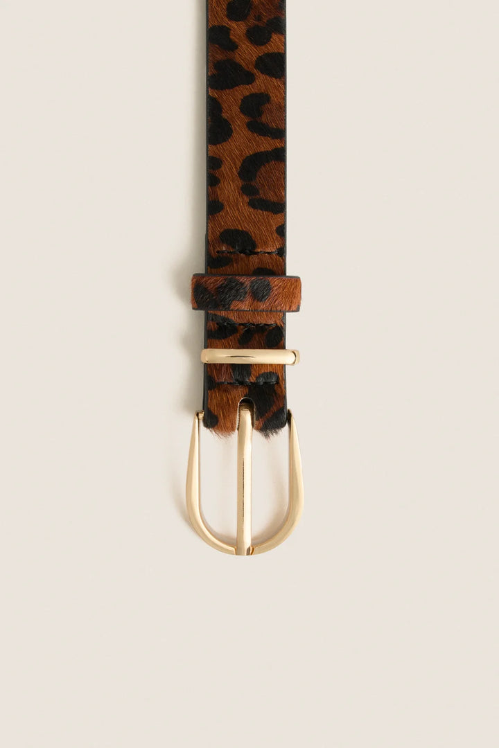 Clara Belt - Leopard Pony Leather/Gold