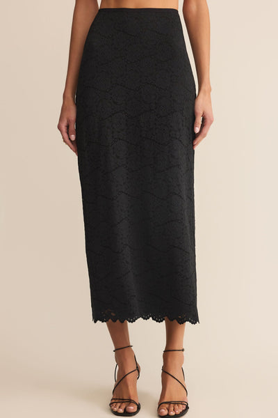 Via Lace Midi Skirt - Black