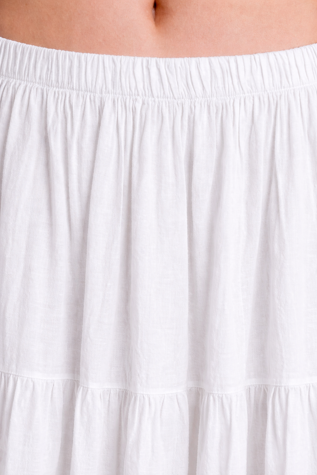 Nylah Tiered Cotton Skirt - White