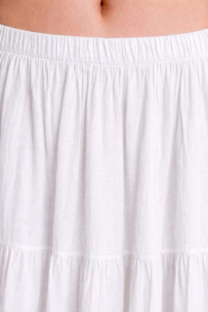 Nylah Tiered Cotton Skirt - White