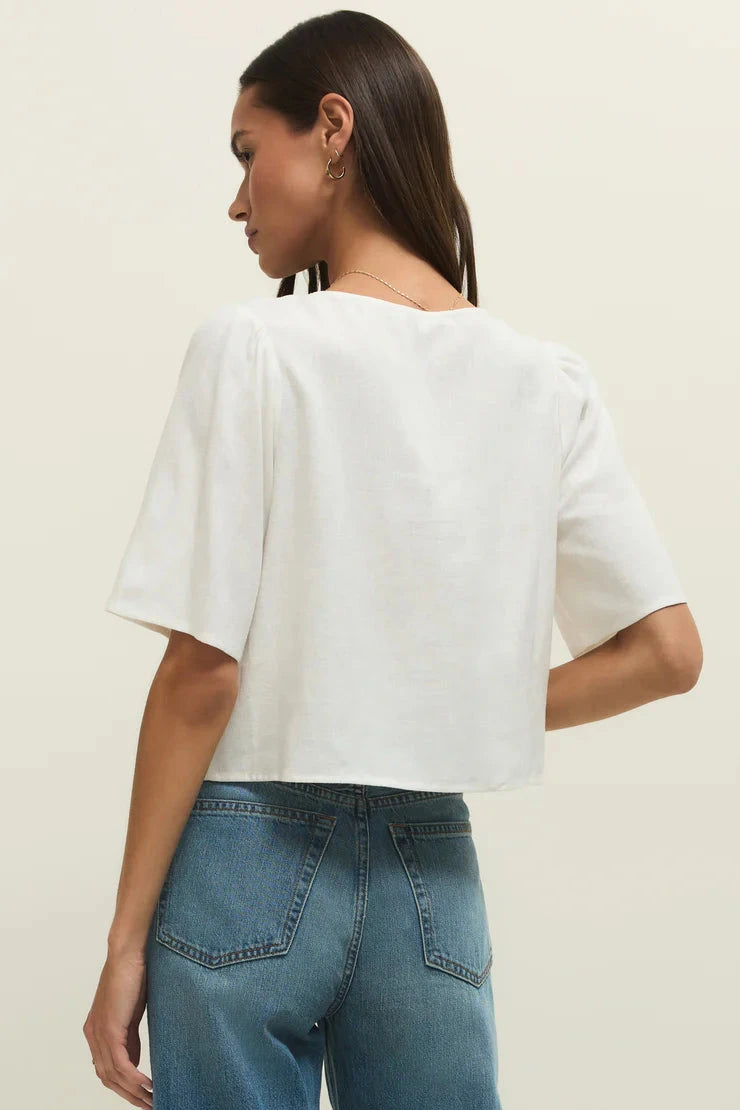 La Belle Linen Top - White
