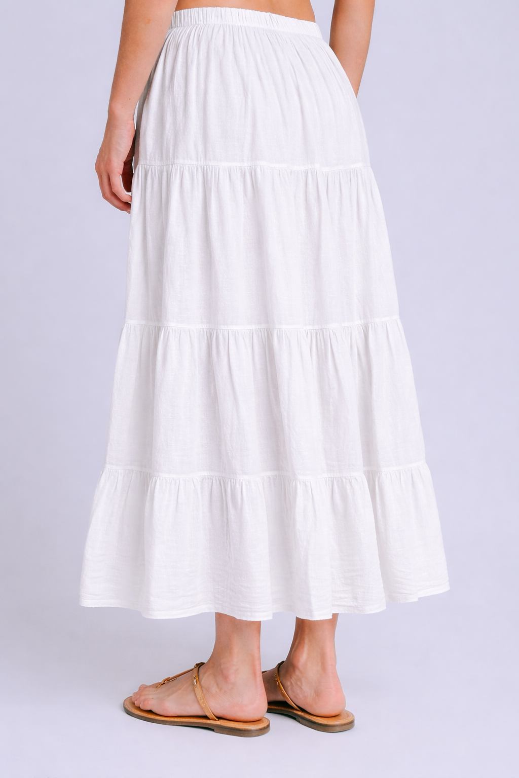 Nylah Tiered Cotton Skirt - White