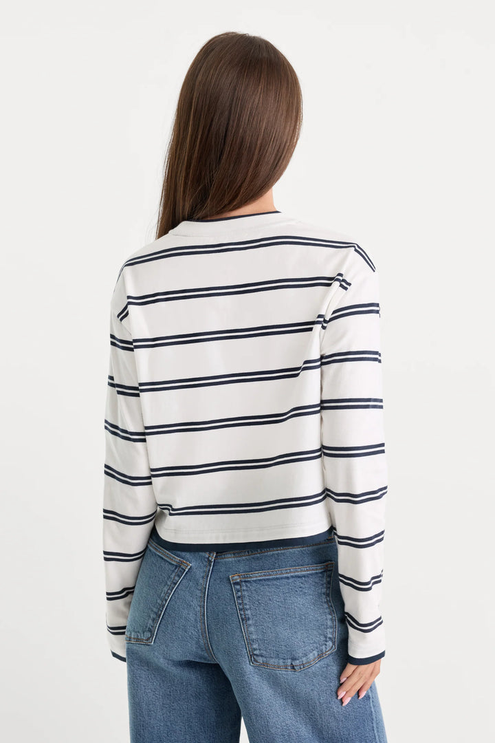 Long Sleeve Layered Tee - Navy Double Stripe