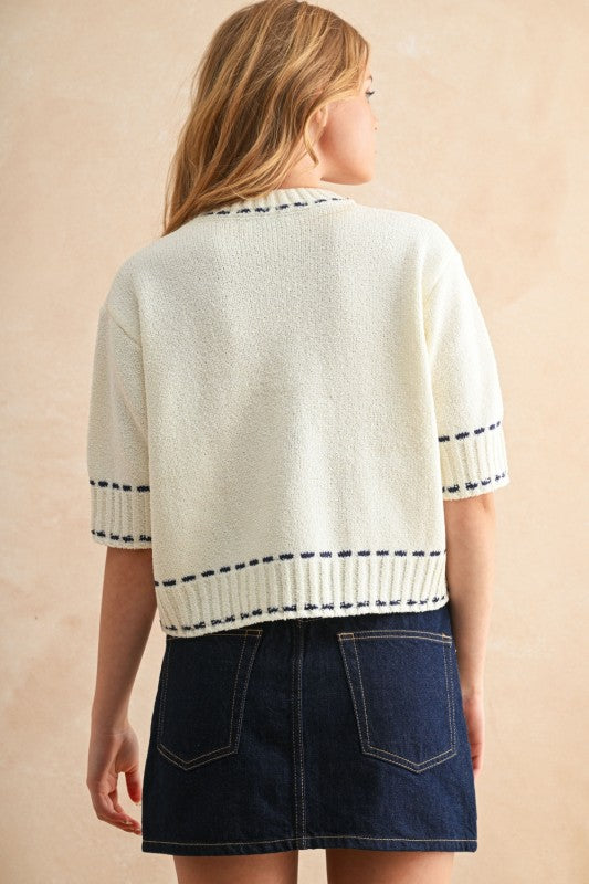 Rosalyn Top - White/Navy