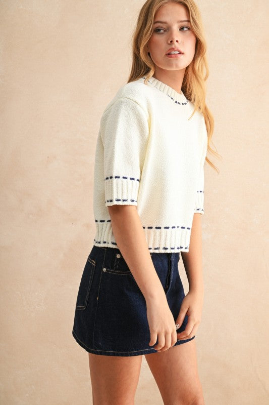 Rosalyn Top - White/Navy