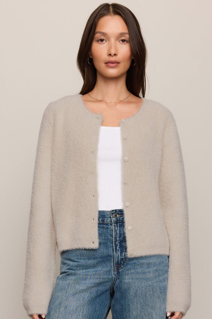 Winterglow Fluffy Cardigan - Frosted Pearl