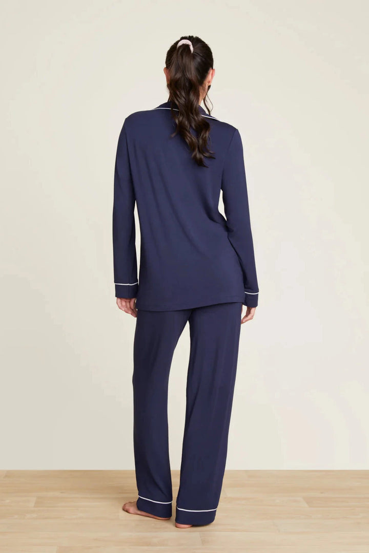 Luxe Milk Jersey Piped Pajama Set - Indigo