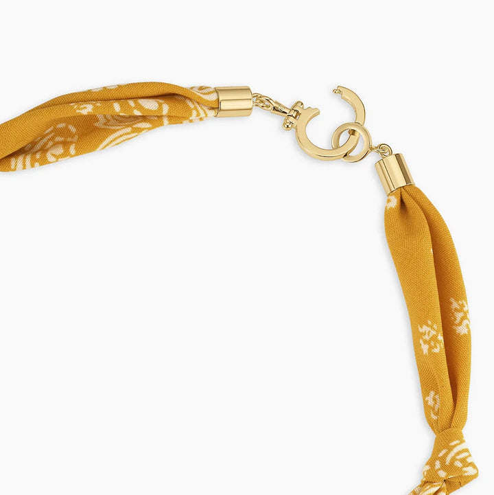 Paisley Bandana Pearl Necklace- Gold/Yellow