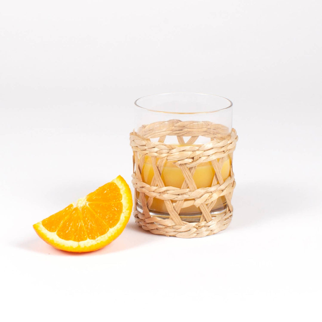 Natural Rattan Old Fashioned Glass