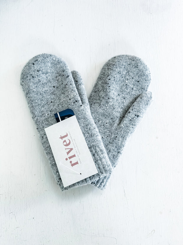 Cozy Lined Mittens - Light Grey