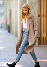 Knitted Trench Coat- Latte