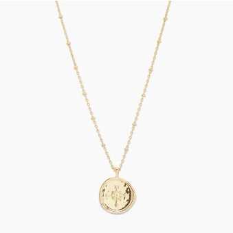 Compass Coin Necklace - Gold