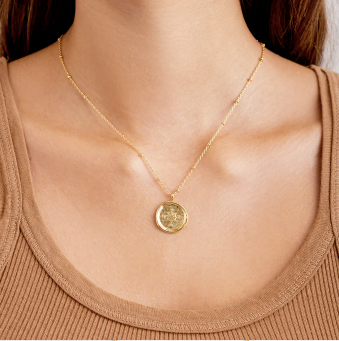 Compass Coin Necklace - Gold