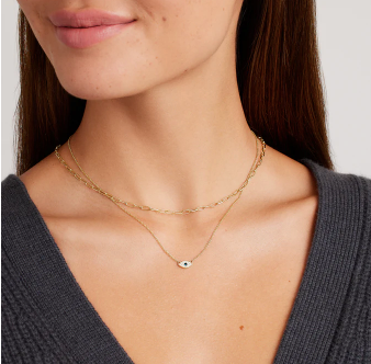 Evil Eye Charm Necklace - Gold