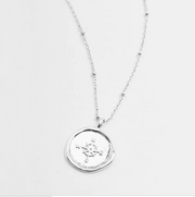 Compass Coin Necklace - Silver