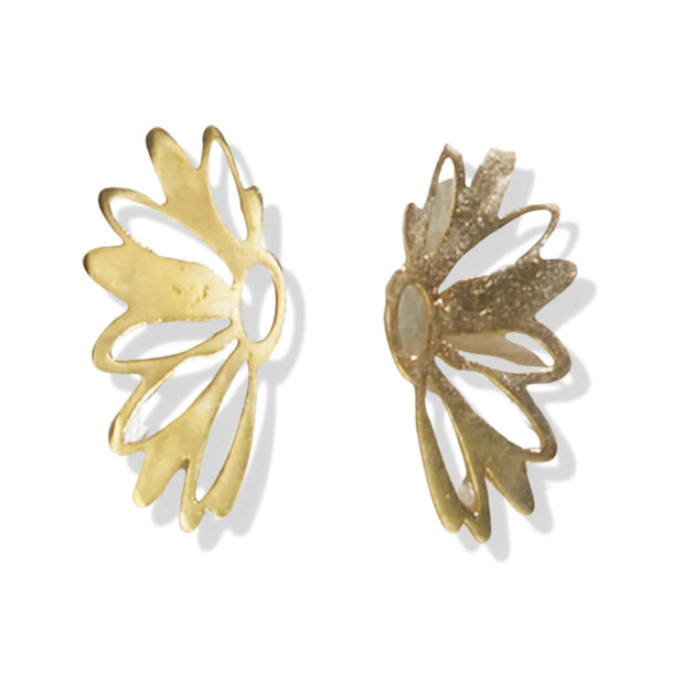 Flora Half Flower Earrings Brass
