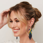 Fiona Angles Beaded Fringe Earrings Navy
